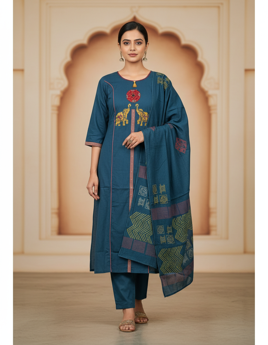Elegant Teal Blue Patchwork