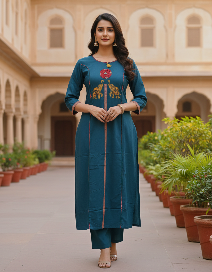 Elegant Teal Blue Patchwork