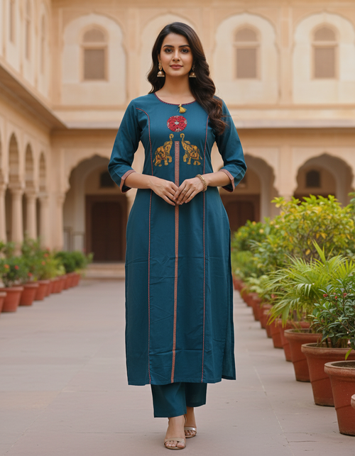 Elegant Teal Blue Patchwork